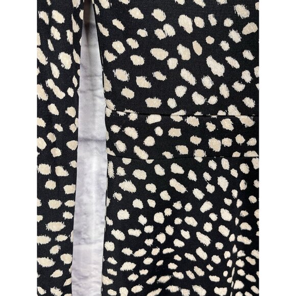 TORY BURCH Women's Black Ivory Animal Print Silk Fit & Flare Dress XS - Picture 2 of 6